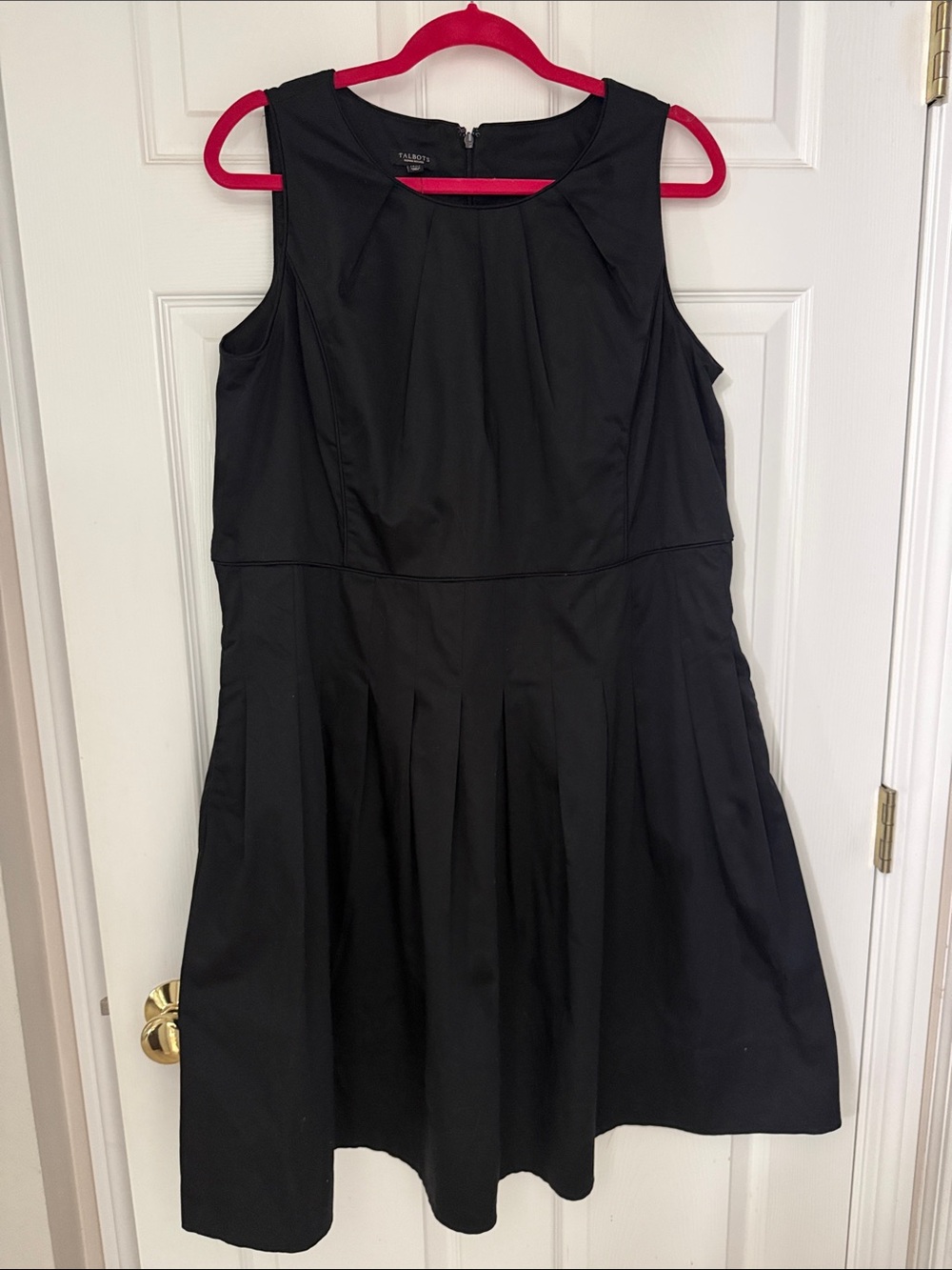 Talbots Black Sleeveless Pleated Fit-and-Flare Dress